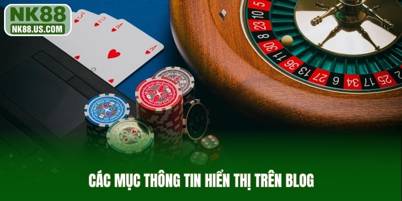 Các mục thông tin hiển thị trên blog